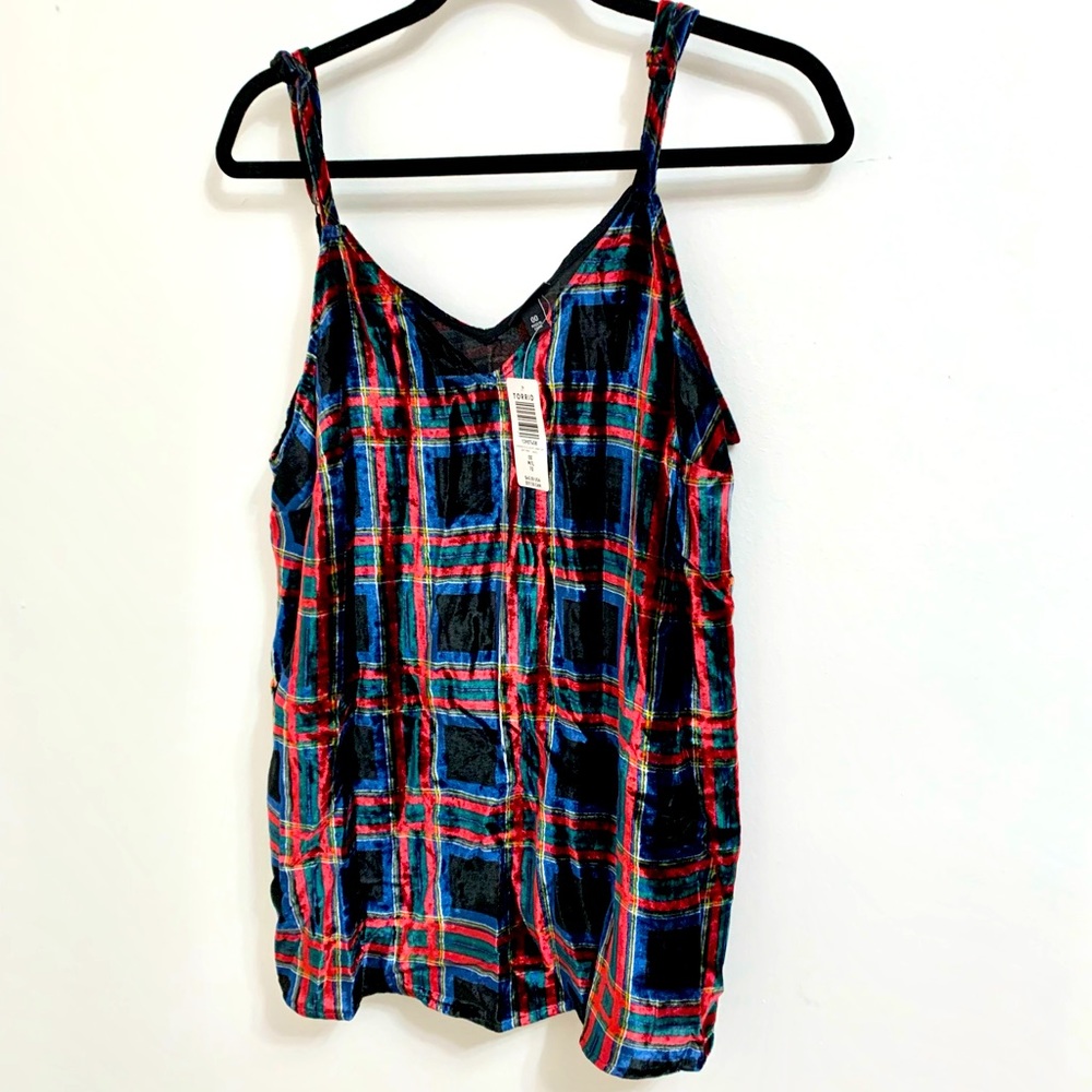 Torrid Velvet Plaid Swing Cami Tank Top - 00 - M - 10 - NEW
